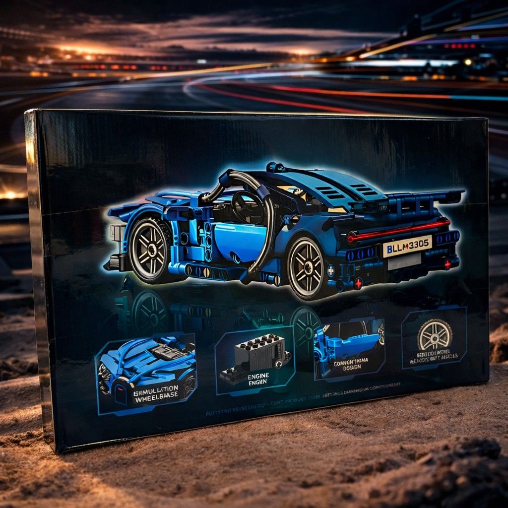 Speed Building Blocks Supercar Set | 1:18 Scale Racing Car Model Kit with Pull Back Function (423 PCS, Age 6+)