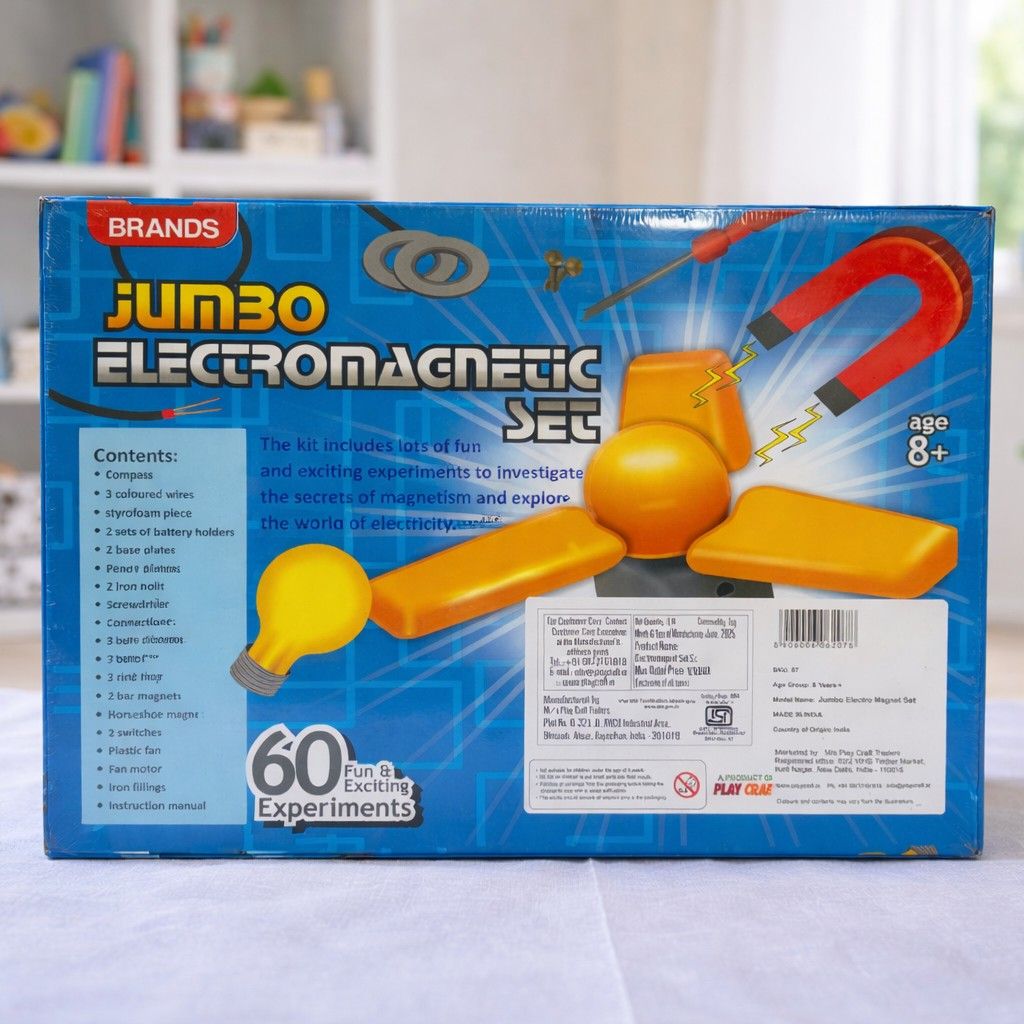 Jumbo Electromagnetic Science Kit for Kids (Age 8+) – 60+ Fun Physics Experiments | STEM Educational Toy | Electricity & Magnetism Learning Set