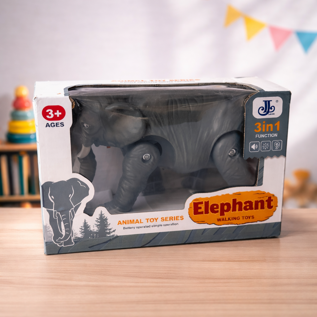 Walking Elephant Toy with Light & Sound | 3-in-1 Battery Operated Animal Toy for Kids 3+ Boys & Girls
