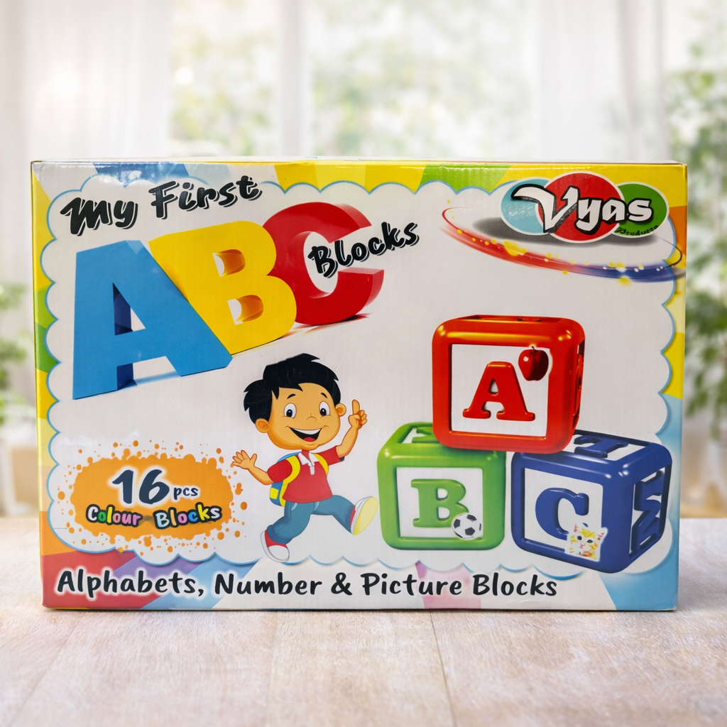 My First ABC Blocks for Kids – 16 Colorful Alphabet, Number & Picture Learning Blocks | Educational Toy for Toddlers 3+ Years | Early Learning & Cognitive Development Toy
