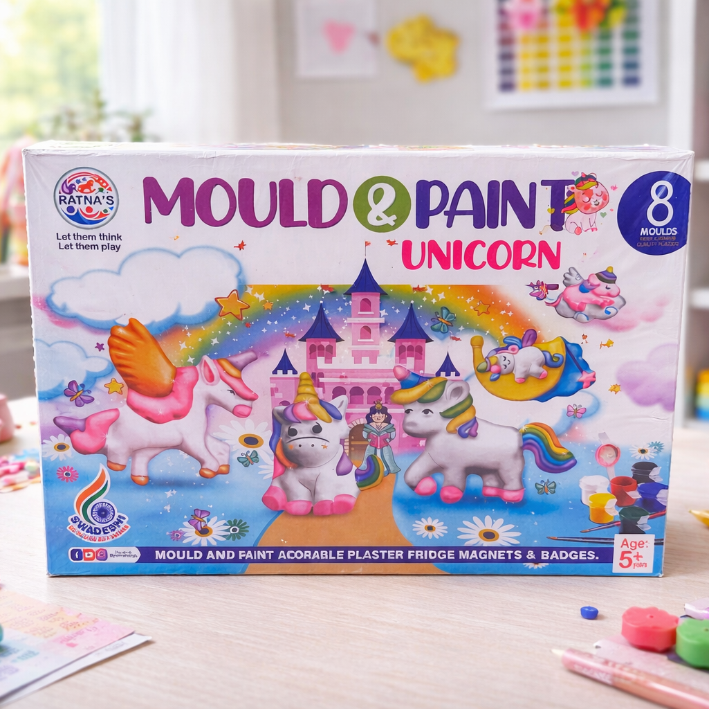 Mould & Paint Unicorn Art & Craft Kit for Kids – DIY Plaster Painting Set with 8 Moulds, Creative Craft Activity Toy for Children Age 5+ | DIY Unicorn Painting Kit