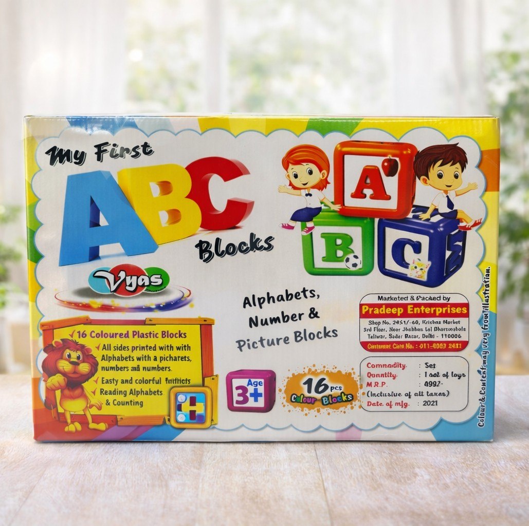 My First ABC Blocks for Kids – 16 Colorful Alphabet, Number & Picture Learning Blocks | Educational Toy for Toddlers 3+ Years | Early Learning & Cognitive Development Toy