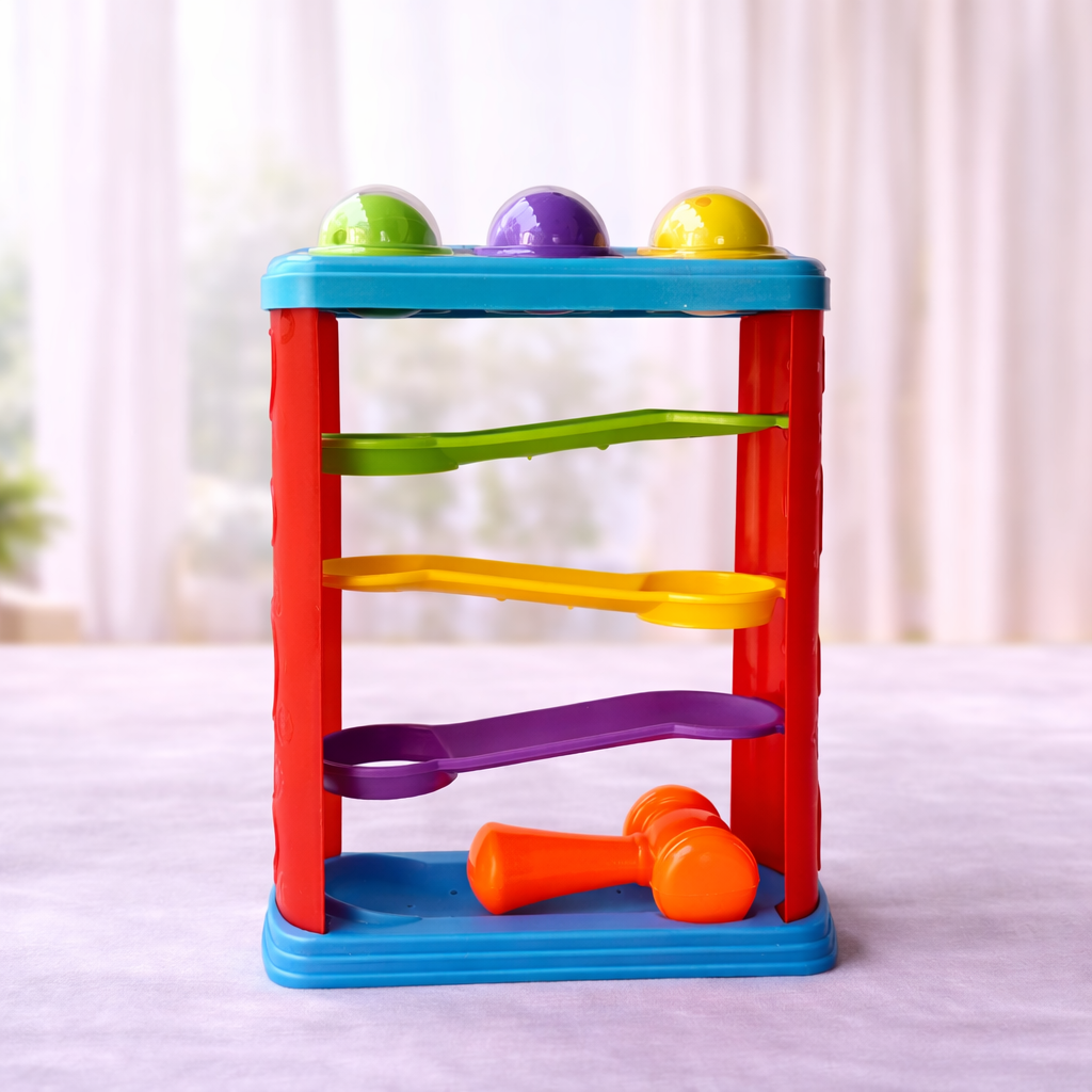 Hammer Ball Toy for Babies & Toddlers (12+ Months) | Pound-a-Ball Learning Toy with Rolling Tracks & 3 Colorful Balls | Motor Skills Development Activity Toy