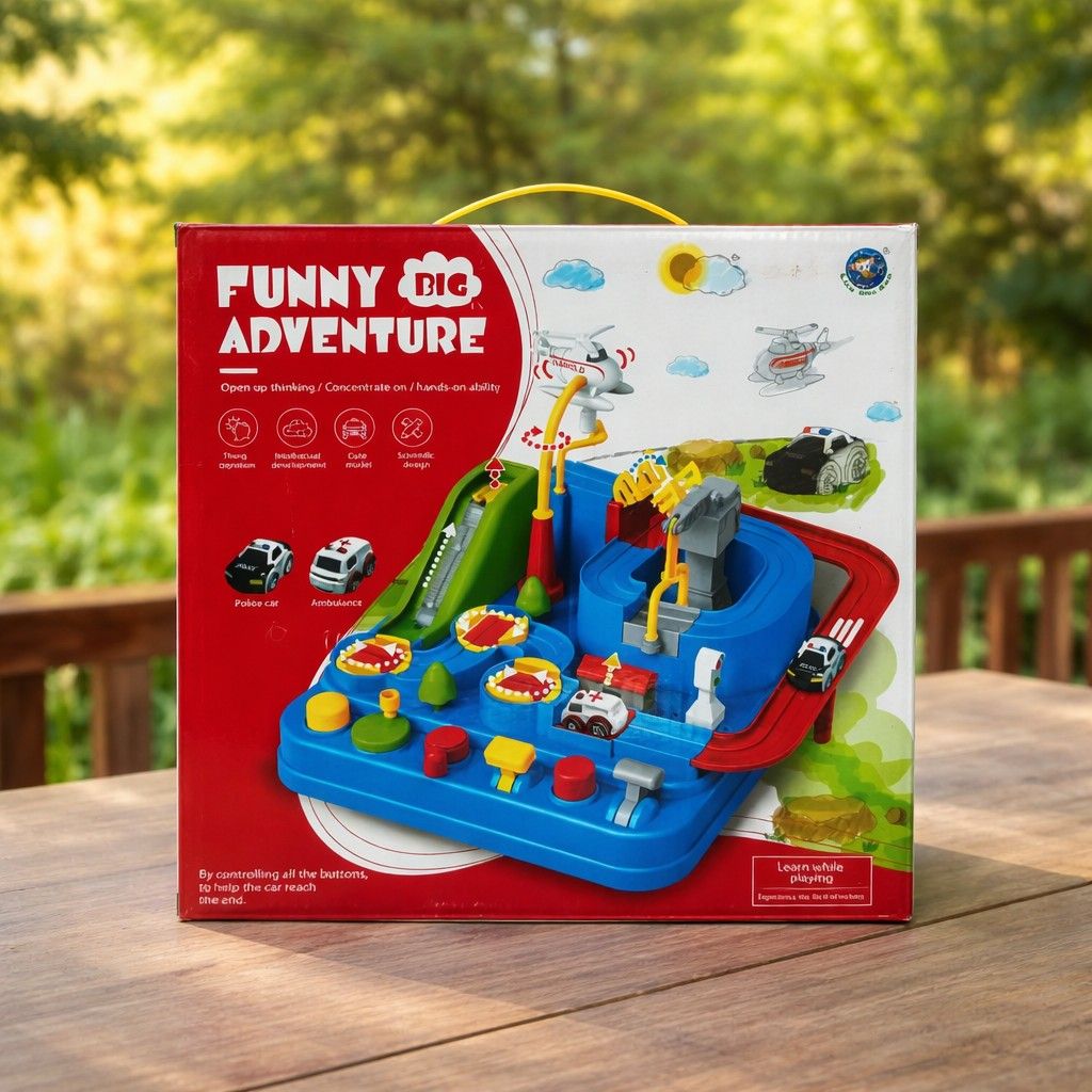 Funny Big Adventure Car Track Toy Set for Kids | Interactive DIY Parking Garage Playset with Cars, Buttons & Moving Parts