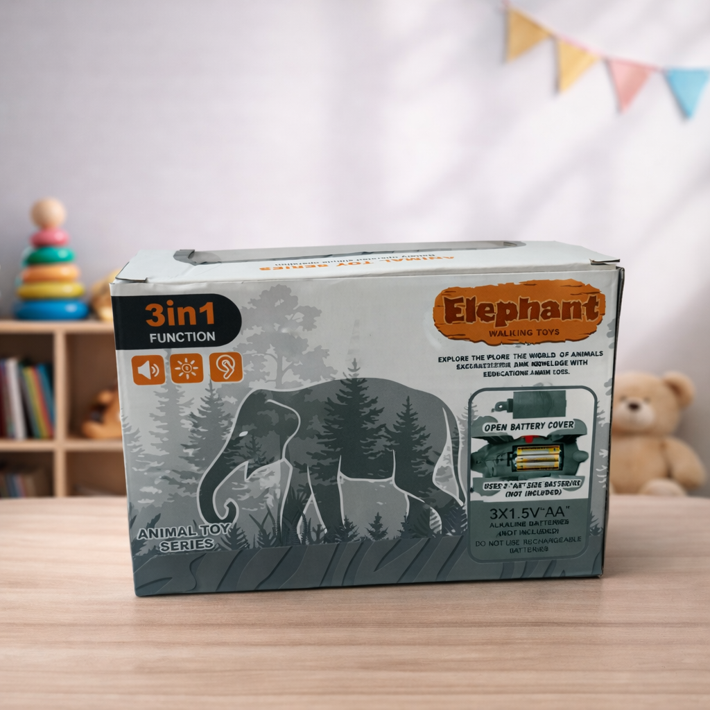 Walking Elephant Toy with Light & Sound | 3-in-1 Battery Operated Animal Toy for Kids 3+ Boys & Girls