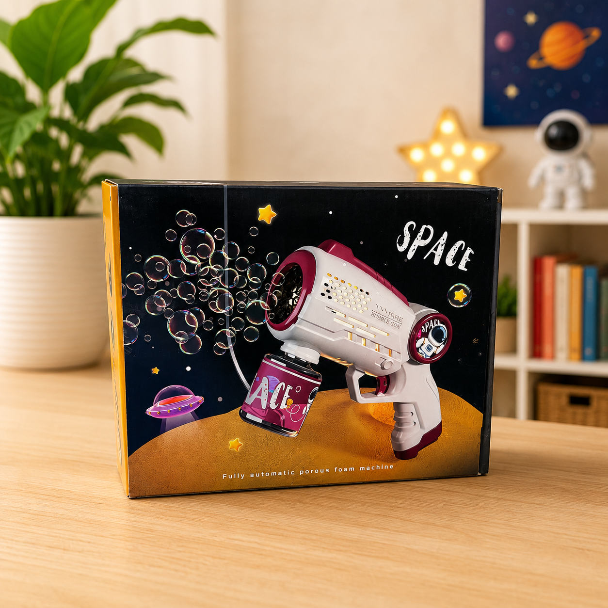 Space Bubble Gun Toy for Kids with Bubble Solution | Automatic Bubble Machine Blaster | Bubble Shooter for Boys & Girls Ages 3+