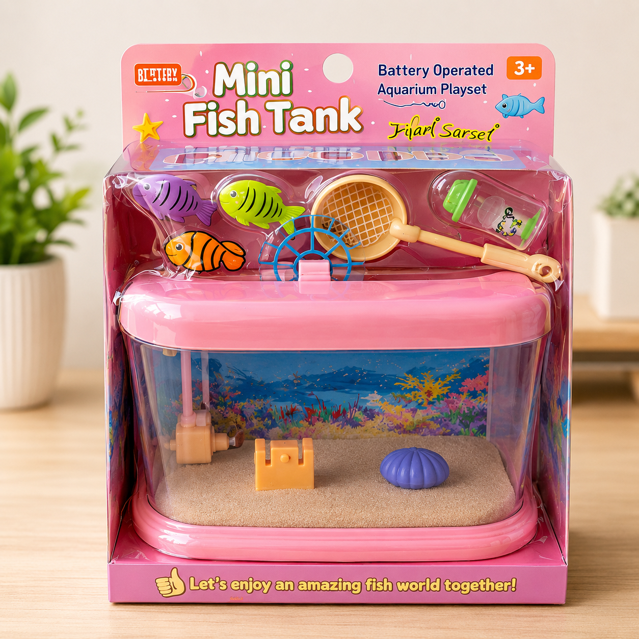 Mini Fish Tank Toy Set for Kids with Floating Fish & Accessories | Battery Operated Aquarium Playset | Educational & Interactive Toy (3+ Years)