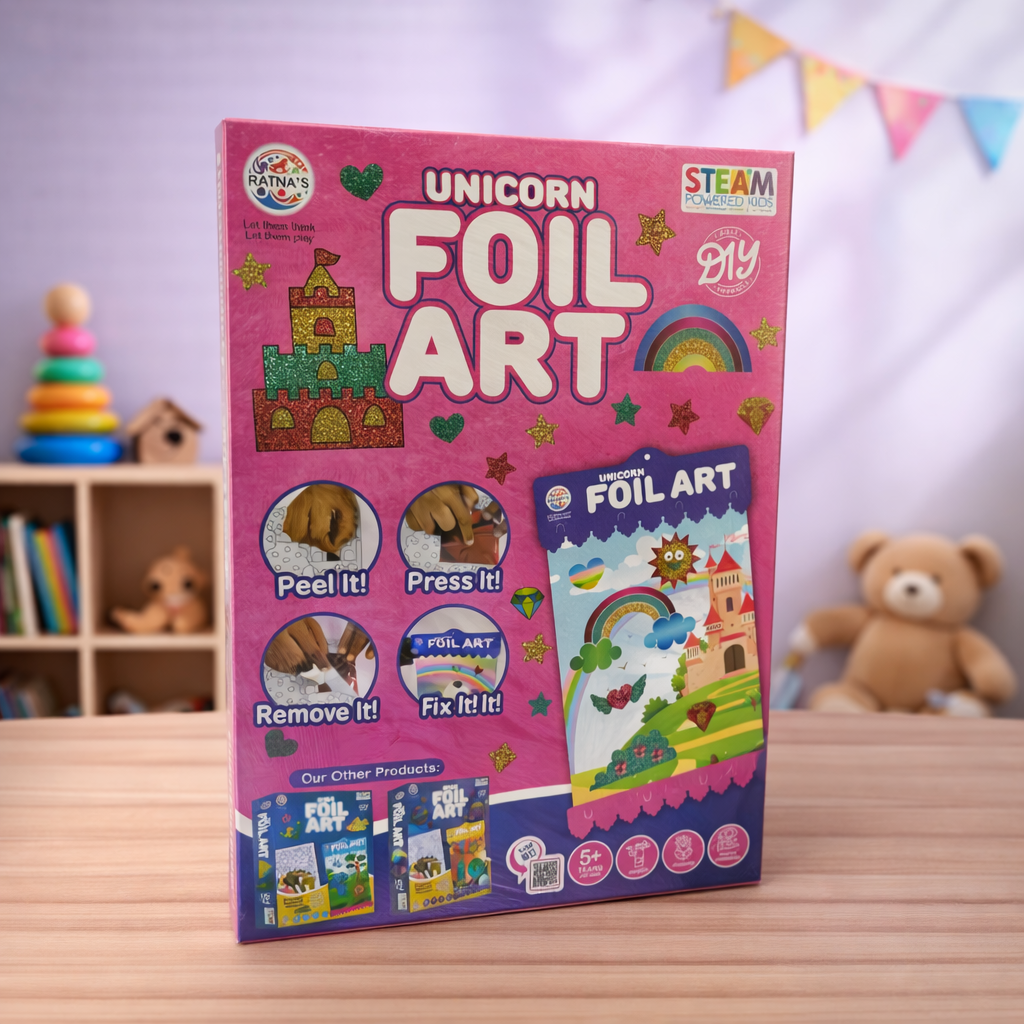 Unicorn Foil Art Kit for Kids (5+ Years) – DIY Craft Set with Colorful Foils & Stickers | Creative Activity Toy for Girls