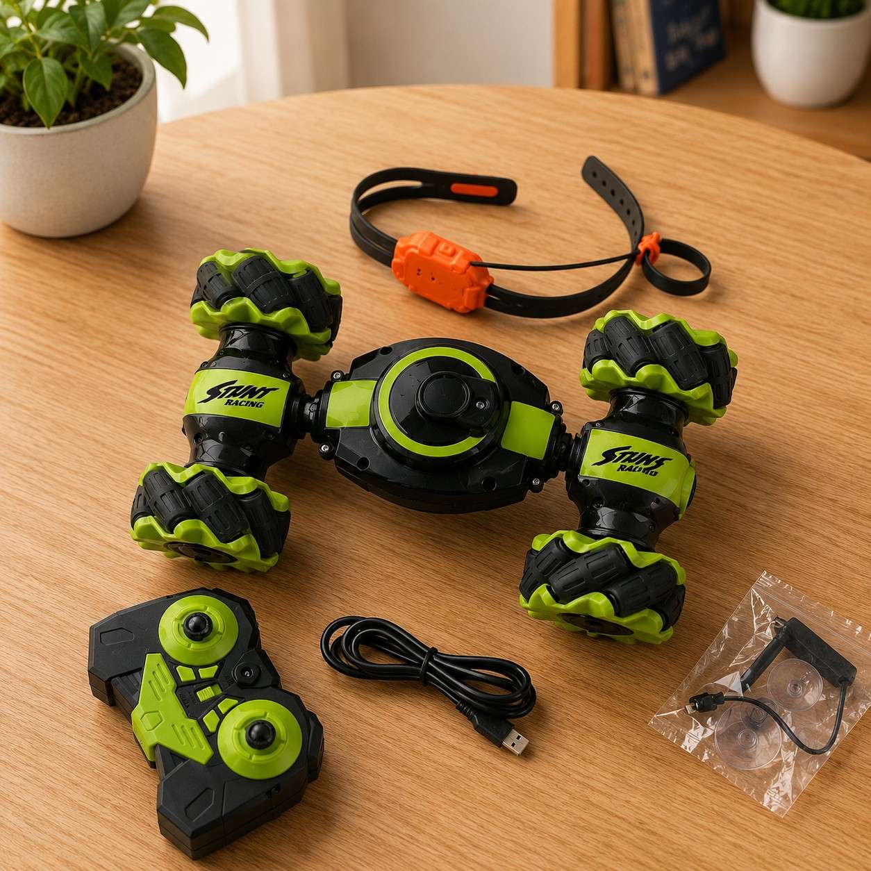 Twist Car Double Sided Remote Control Stunt Car with Smoke & Watch control, Drift & 360° Spin – Rechargeable RC Toy for Kids 3+