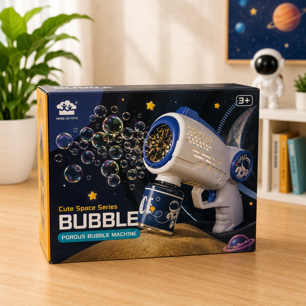 Space Bubble Gun Toy for Kids with Bubble Solution | Automatic Bubble Machine Blaster | Bubble Shooter for Boys & Girls Ages 3+