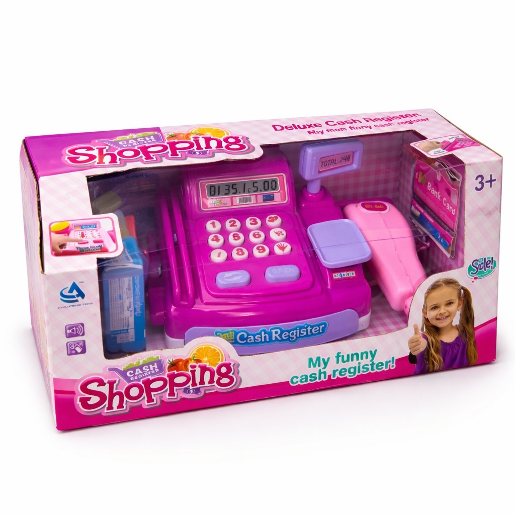 Kids Deluxe Cash Register Toy Set with Scanner, Sound Effects & Accessories | Pretend Play Shopping Toy for Children (3+ Years)