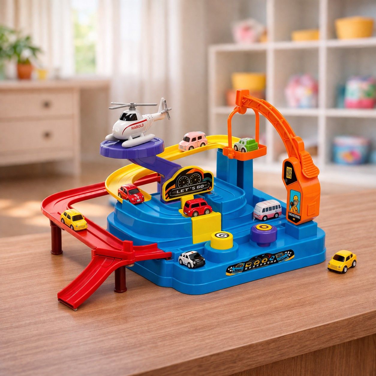DIY Adventure Car Track Toy Set for Kids | Manual Parking Garage Playset with Cars, Crane Lift & Multi-Level Track