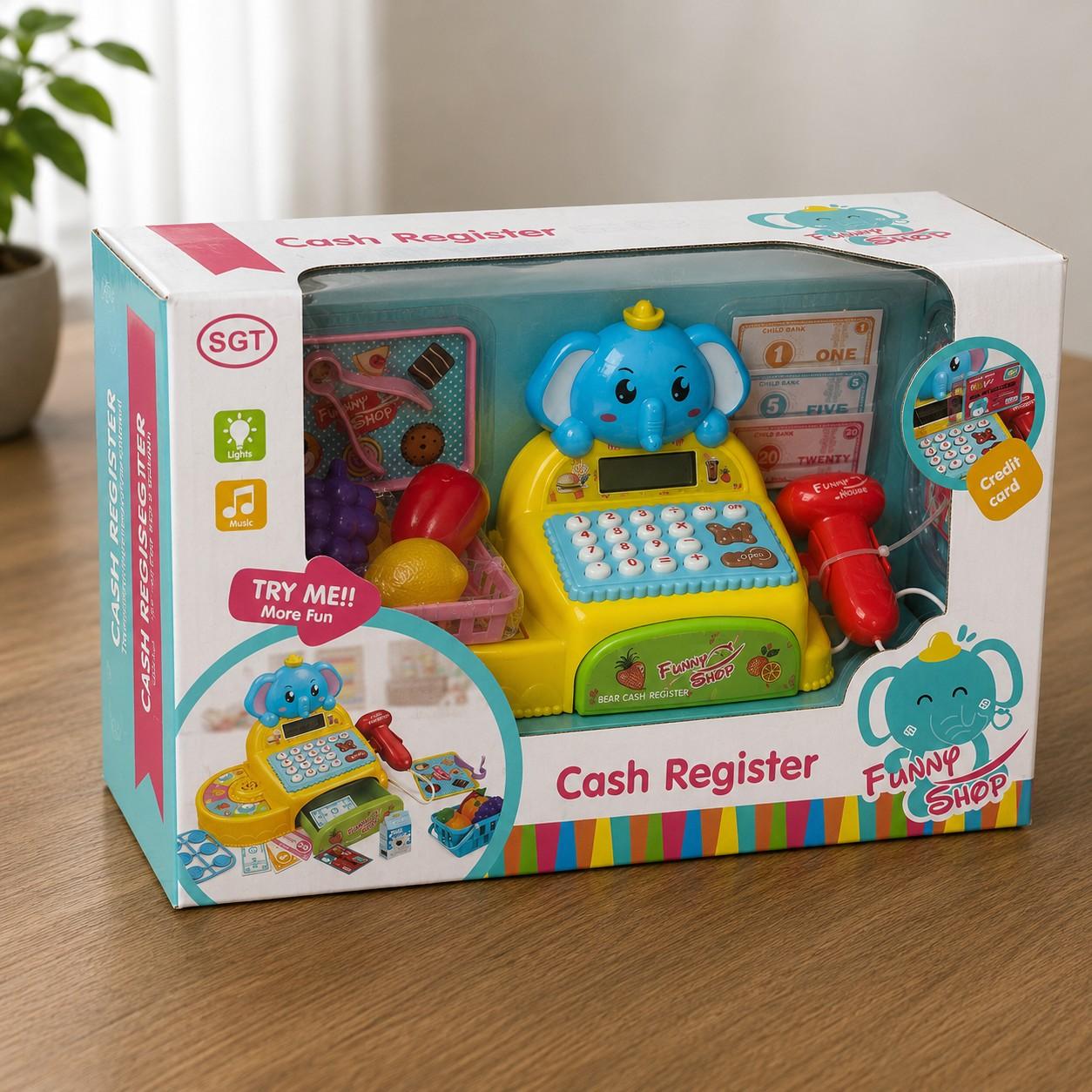 Kids Cash Register Toy Set with Scanner & Accessories | Funny Shop Pretend Play Toy with Lights & Music | Educational Role Play Toy for Children 3+