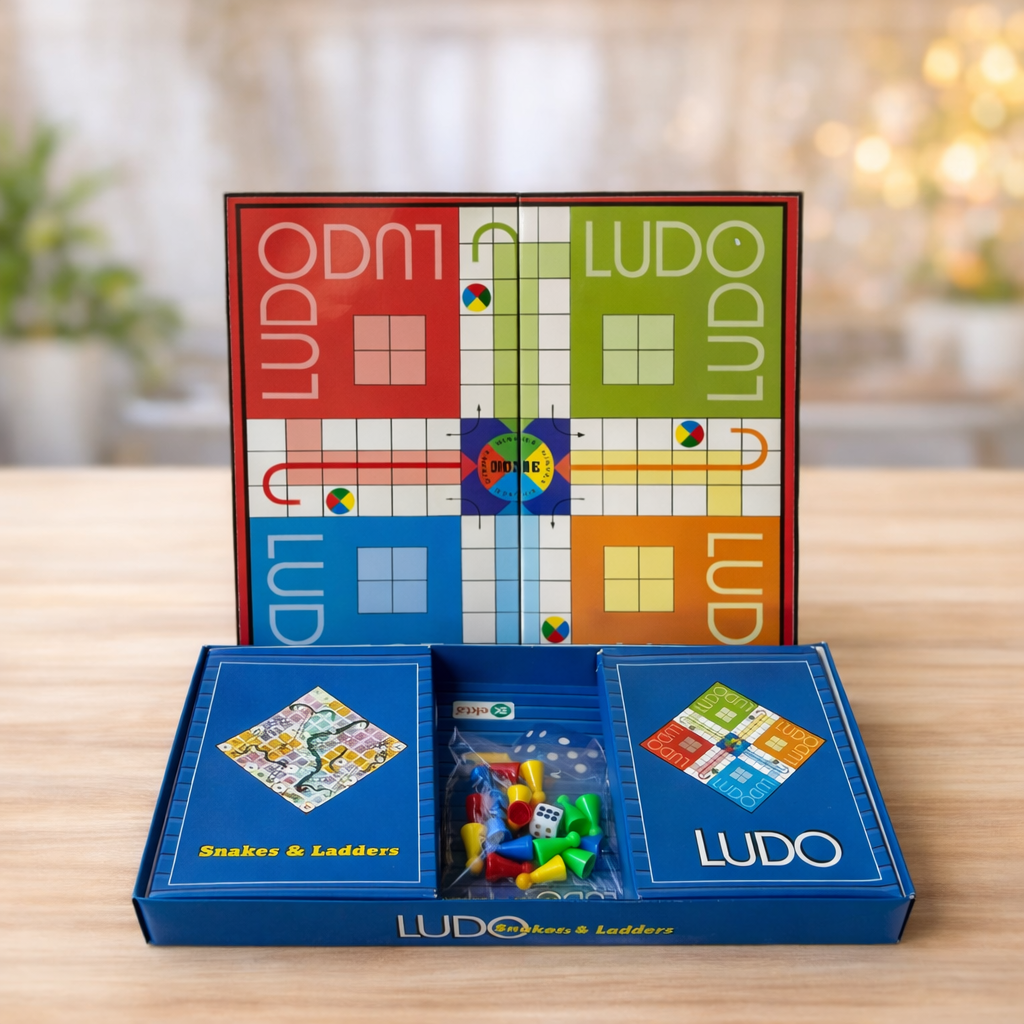 Ludo & Snakes and Ladders Board Game for Kids & Family (2–4 Players) – Classic Indoor Game Combo | Ages 5+