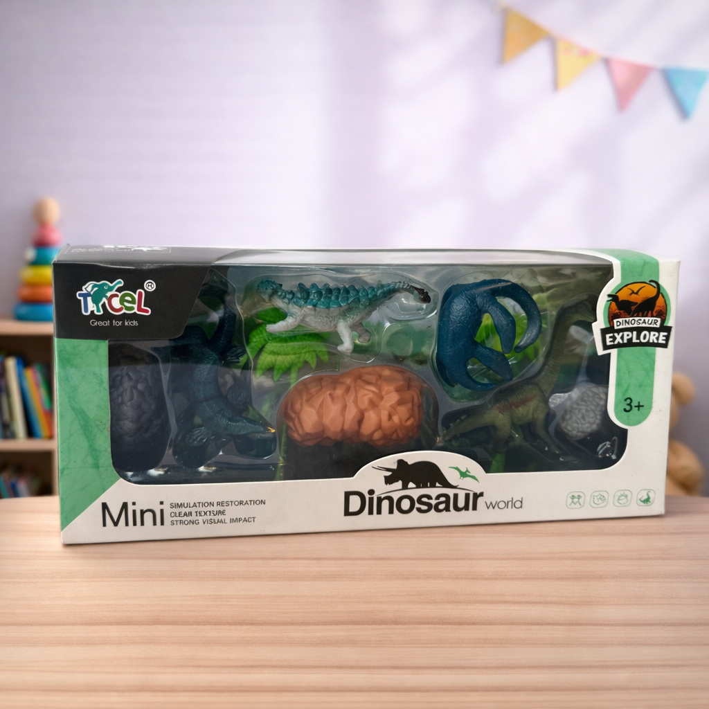 Dinosaur World Toy Set for Kids | Mini Dino Figures with Jungle Theme | Play Sets for Boys & Girls 3+