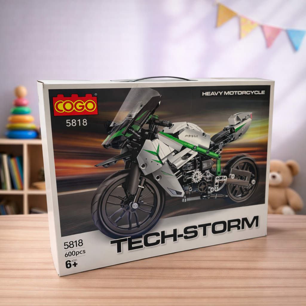Tech Storm Motorcycle Building Kit | 600PCS DIY Motorbike Model Toy | Educational STEM Toy for Kids