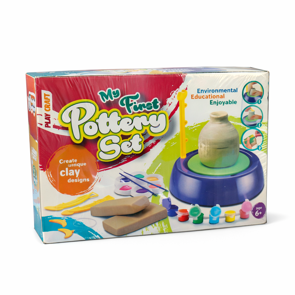 My First Pottery Set for Kids (6+ Years) – DIY Clay Modeling Kit with Pottery Wheel, Paints & Tools | Creative Art & Craft Toy | 2-Speed