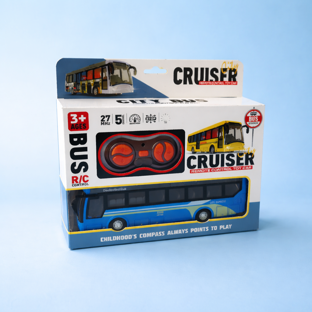 Remote Control City Bus Toy for Kids 3+ | Cruiser R/C Bus with Lights & Steering | Durable Toy Vehicle