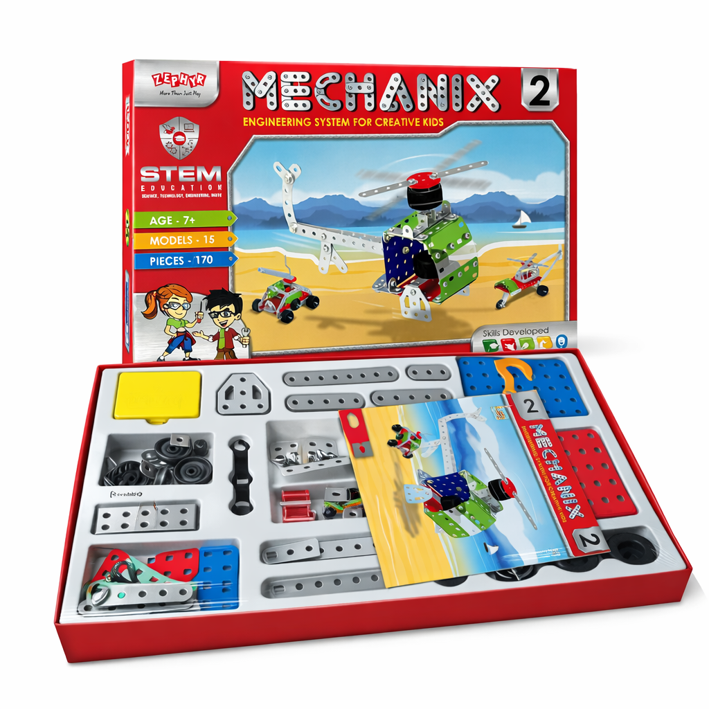 Mechanix 2 STEM Engineering Kit for Kids (7+ Years) – 170 Pieces, 15 Models DIY Construction Set for Creative Learning