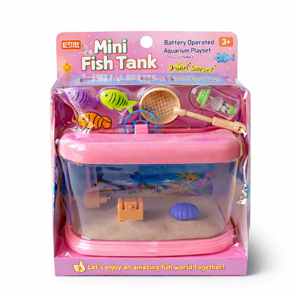 Mini Fish Tank Toy Set for Kids with Floating Fish & Accessories | Battery Operated Aquarium Playset | Educational & Interactive Toy (3+ Years)