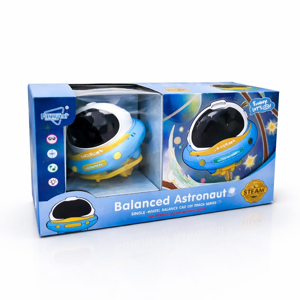 Balanced Astronaut Toy Car – Single Wheel Balance Track Set with Light & Music | DIY STEM Educational Space Toy for Kids (3+ Years)