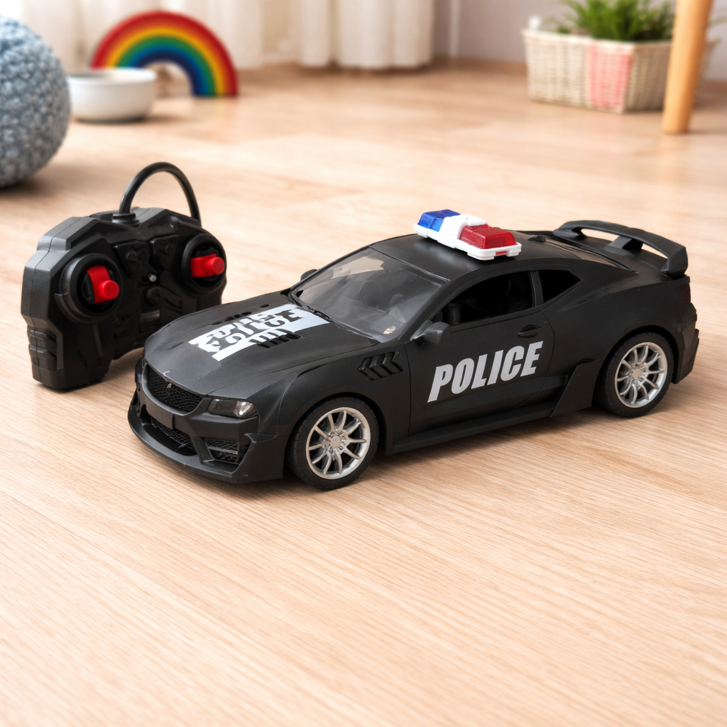 1:18 Scale RC Police Racing Car with Remote Control, Rechargeable Battery & LED Lights – High Speed Toy Car for Kids (3+ Years)