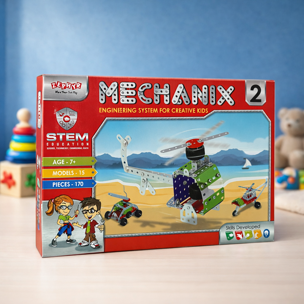 Mechanix 2 STEM Engineering Kit for Kids (7+ Years) – 170 Pieces, 15 Models DIY Construction Set for Creative Learning
