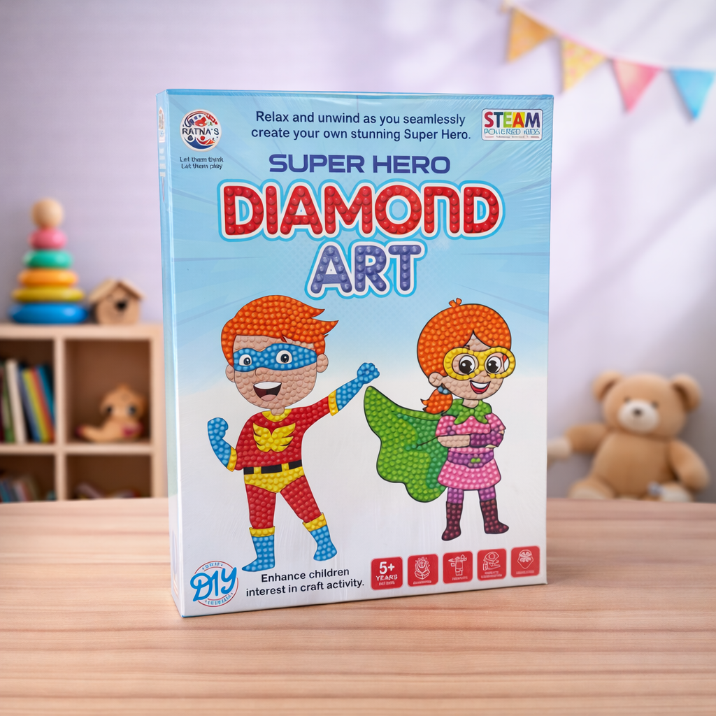 DIY Diamond Art Kit for Kids (5+ Years) – Super Hero Craft Set with Colorful Gems | Creative Activity Toy