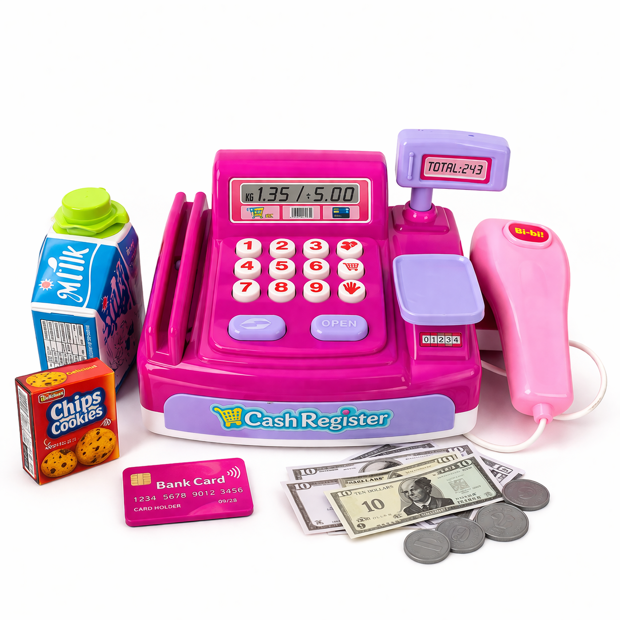 Kids Deluxe Cash Register Toy Set with Scanner, Sound Effects & Accessories | Pretend Play Shopping Toy for Children (3+ Years)