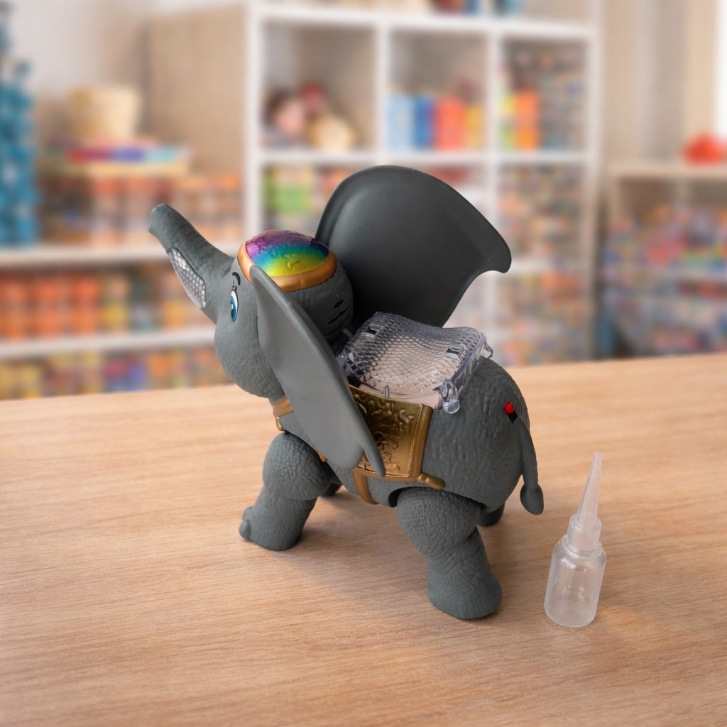 Spray Elephant Toy with Smoke Effect, Music & Lights | Rechargeable Mist Spray Animal Toy for Kids (3+ Years)