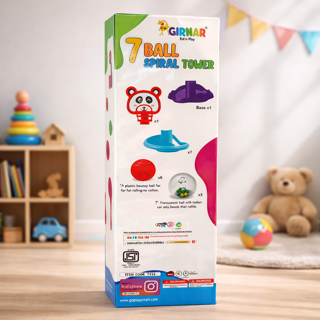 7 Ball Spiral Tower Toy for Kids (1+ Years) – Colorful Rolling Ball Track, Sensory Development & Motor Skills Learning Toy