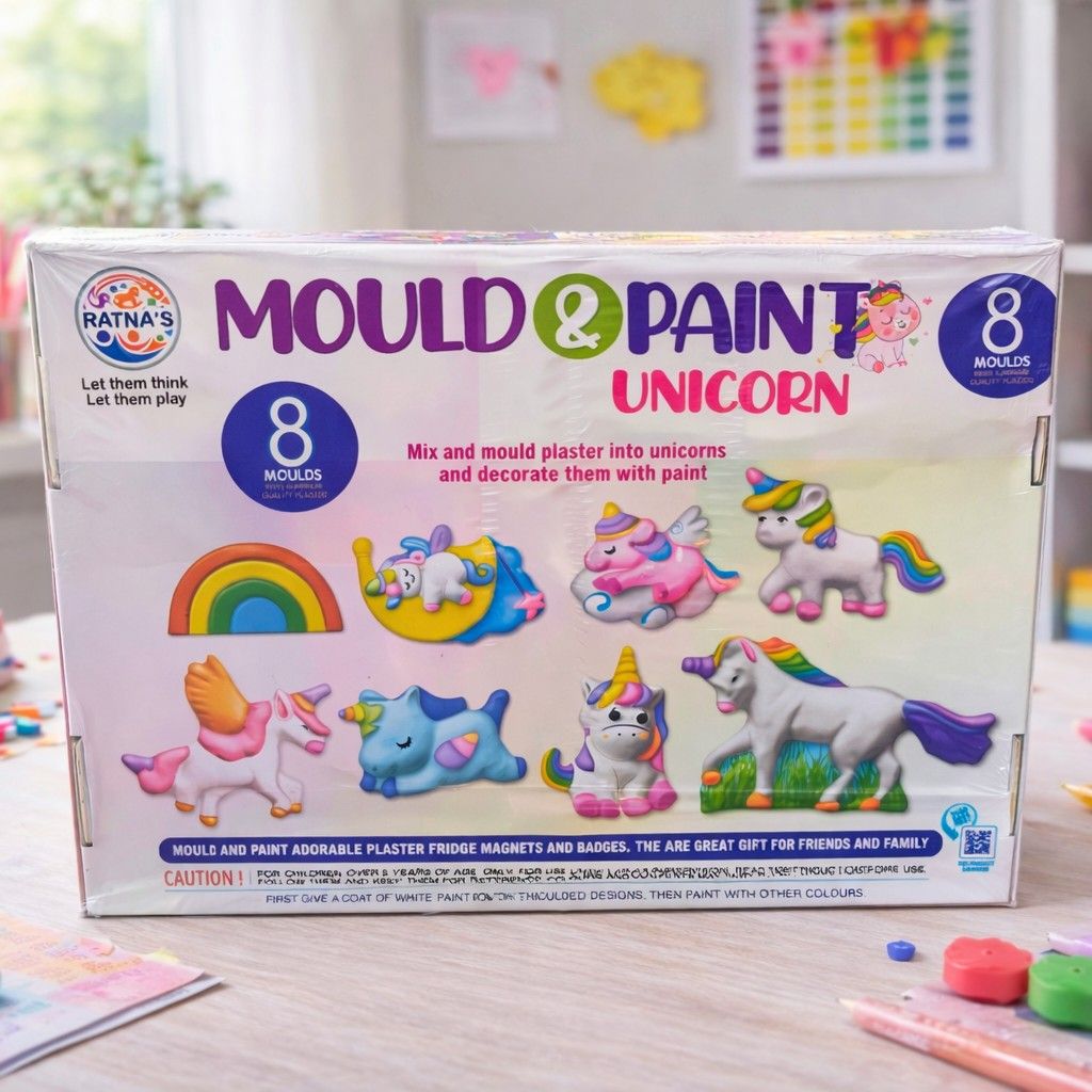 Mould & Paint Unicorn Art & Craft Kit for Kids – DIY Plaster Painting Set with 8 Moulds, Creative Craft Activity Toy for Children Age 5+ | DIY Unicorn Painting Kit