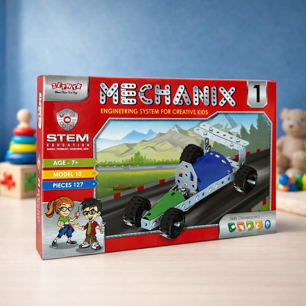 Mechanix 1 STEM Engineering Kit for Kids (Age 7+) | 127 Pieces DIY Construction Set | Educational Building Toy for Creative Learning