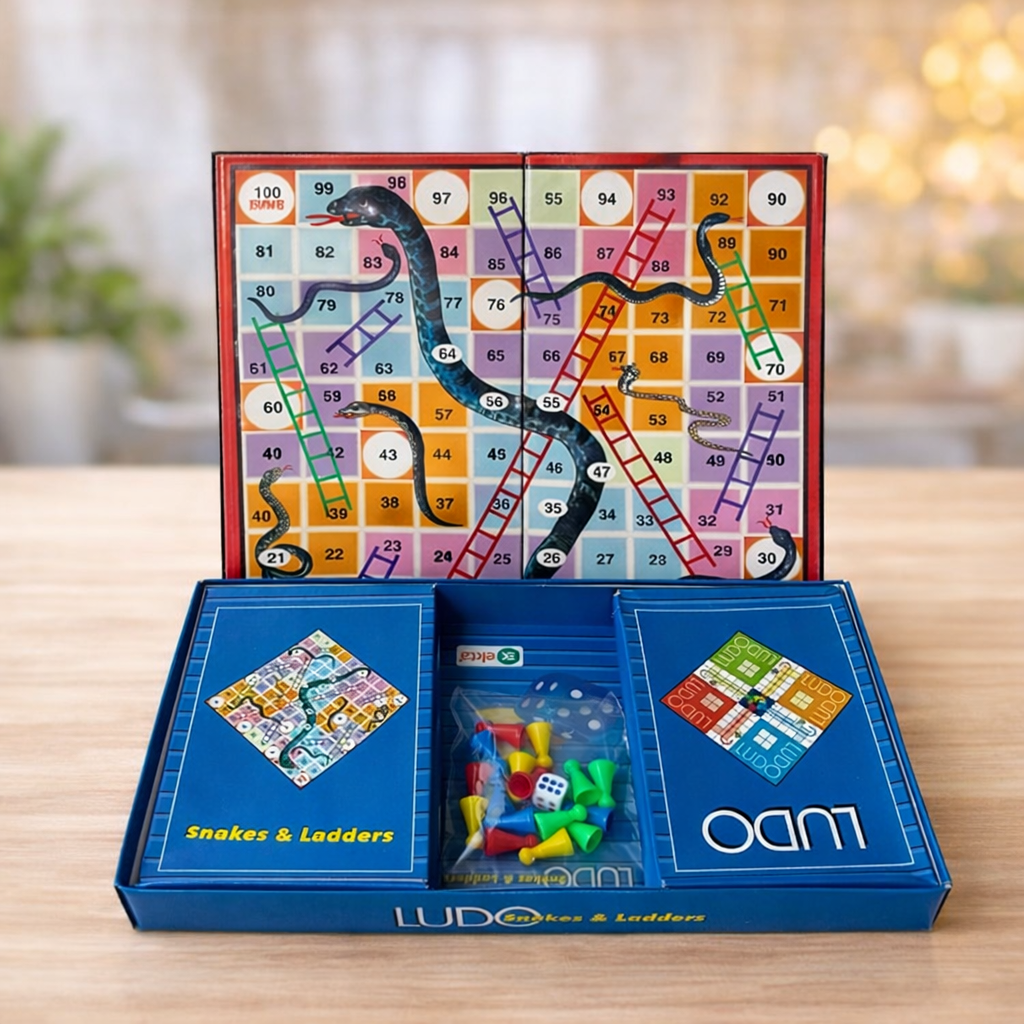 Ludo & Snakes and Ladders Board Game for Kids & Family (2–4 Players) – Classic Indoor Game Combo | Ages 5+