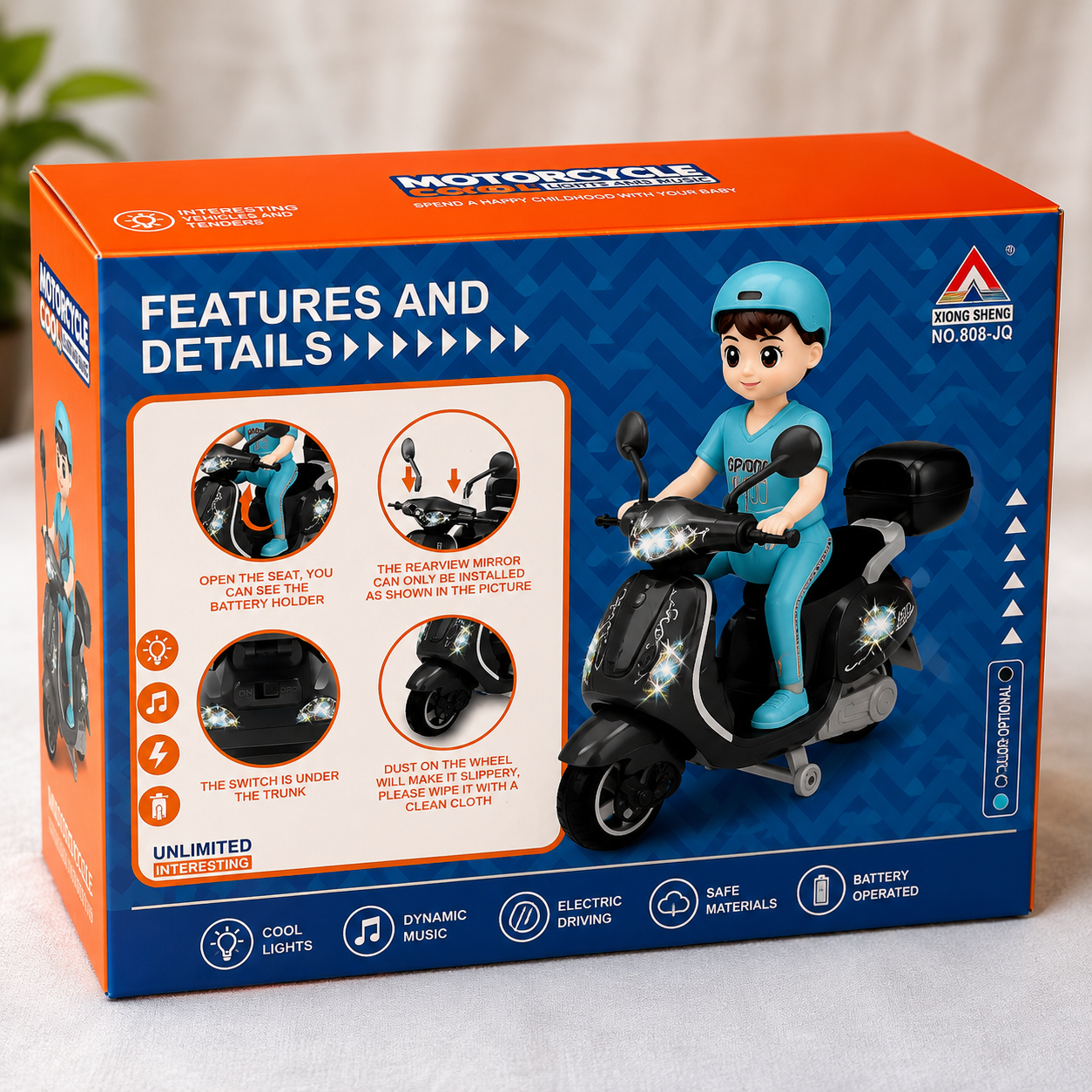 Kids Electric Motorcycle Toy with Lights & Music – Battery Operated Scooter Toy for Boys & Girls (3+ Years)