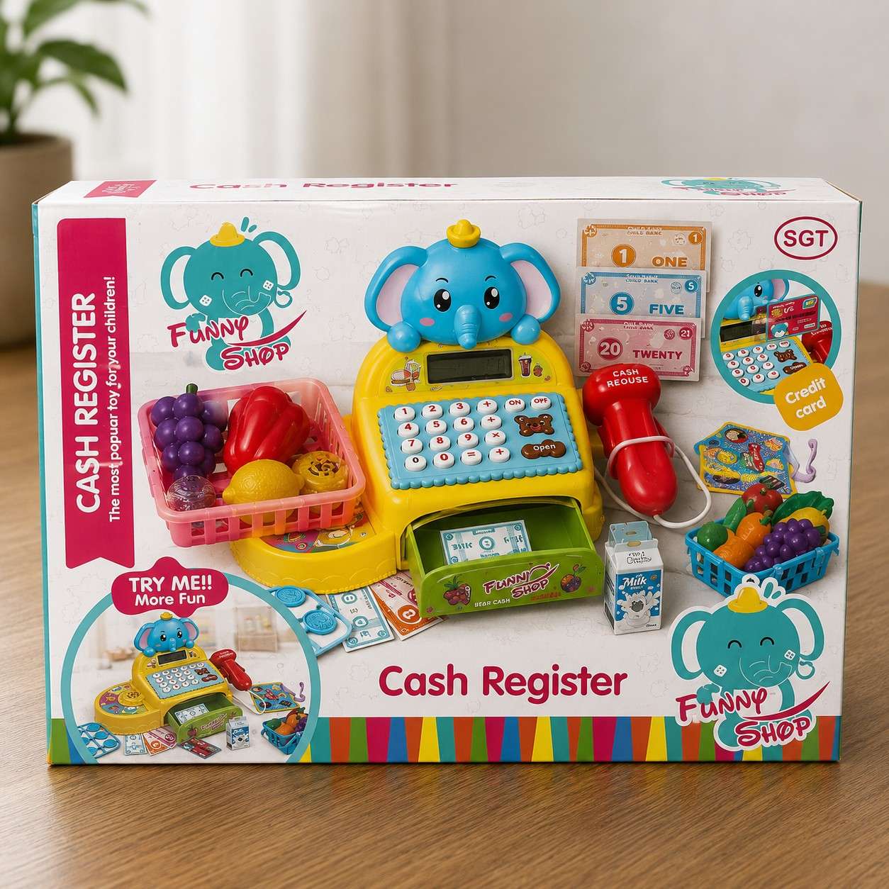 Kids Cash Register Toy Set with Scanner & Accessories | Funny Shop Pretend Play Toy with Lights & Music | Educational Role Play Toy for Children 3+