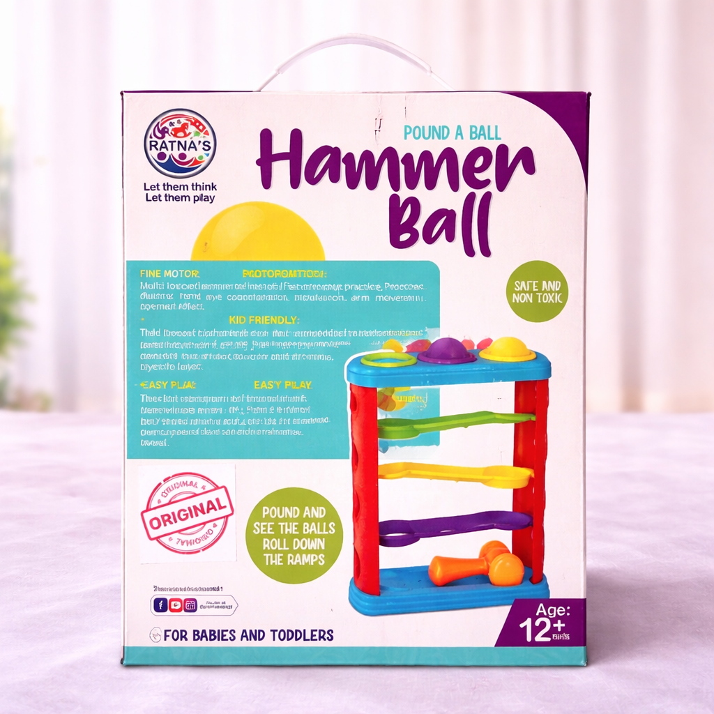 Hammer Ball Toy for Babies & Toddlers (12+ Months) | Pound-a-Ball Learning Toy with Rolling Tracks & 3 Colorful Balls | Motor Skills Development Activity Toy