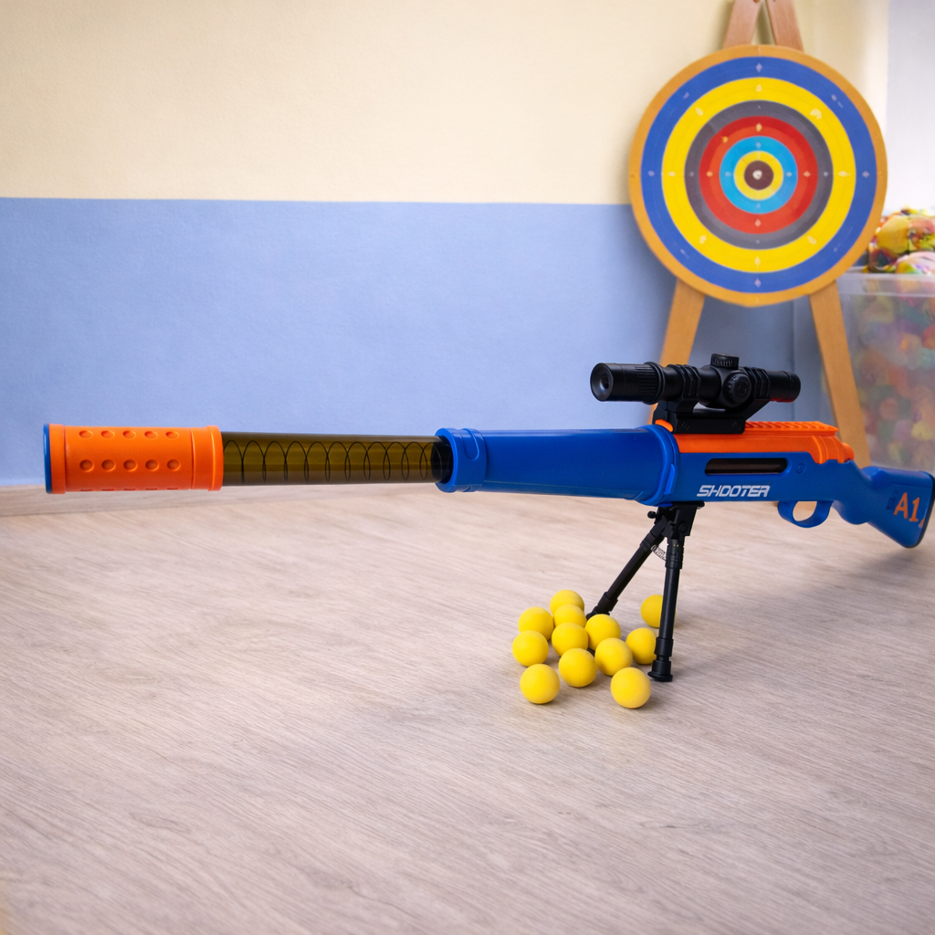 Strike Shooting Toy Gun Set with Scope & Soft Bullets | Kids Sniper Rifle Playset | Long Range Shooting Toy for Boys (6+ Years)