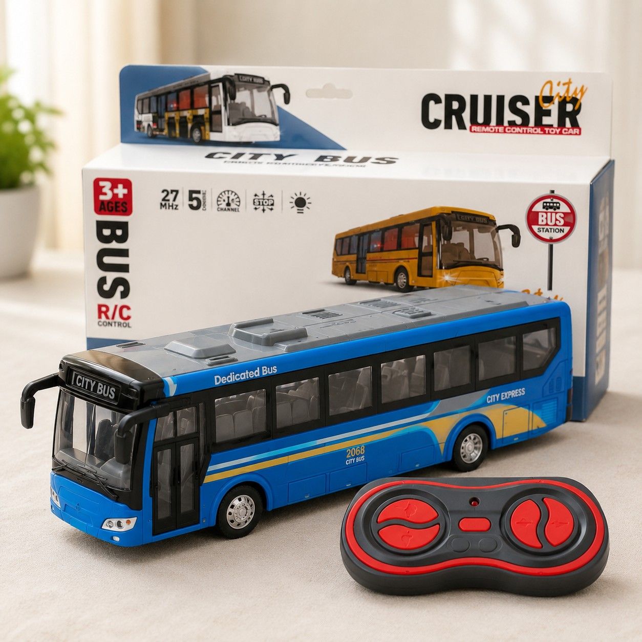 Remote Control City Bus Toy for Kids 3+ | Cruiser R/C Bus with Lights & Steering | Durable Toy Vehicle